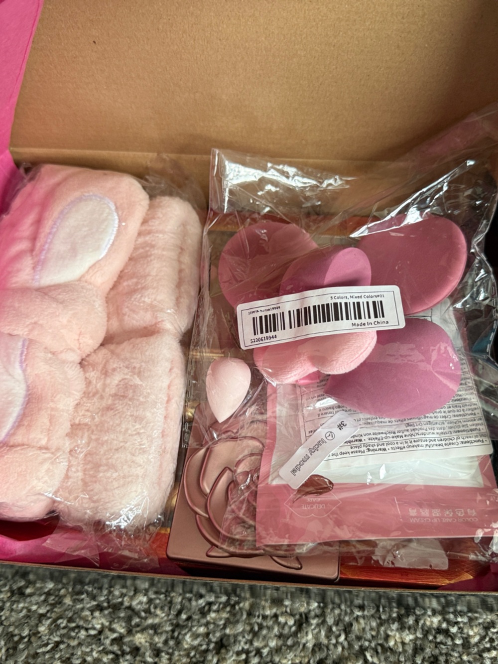 Pink Plush Spa Headband & Makeup Sponge Set